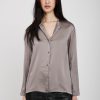 TRANSIT Stretch Silk Shirt In Taupe | Tops