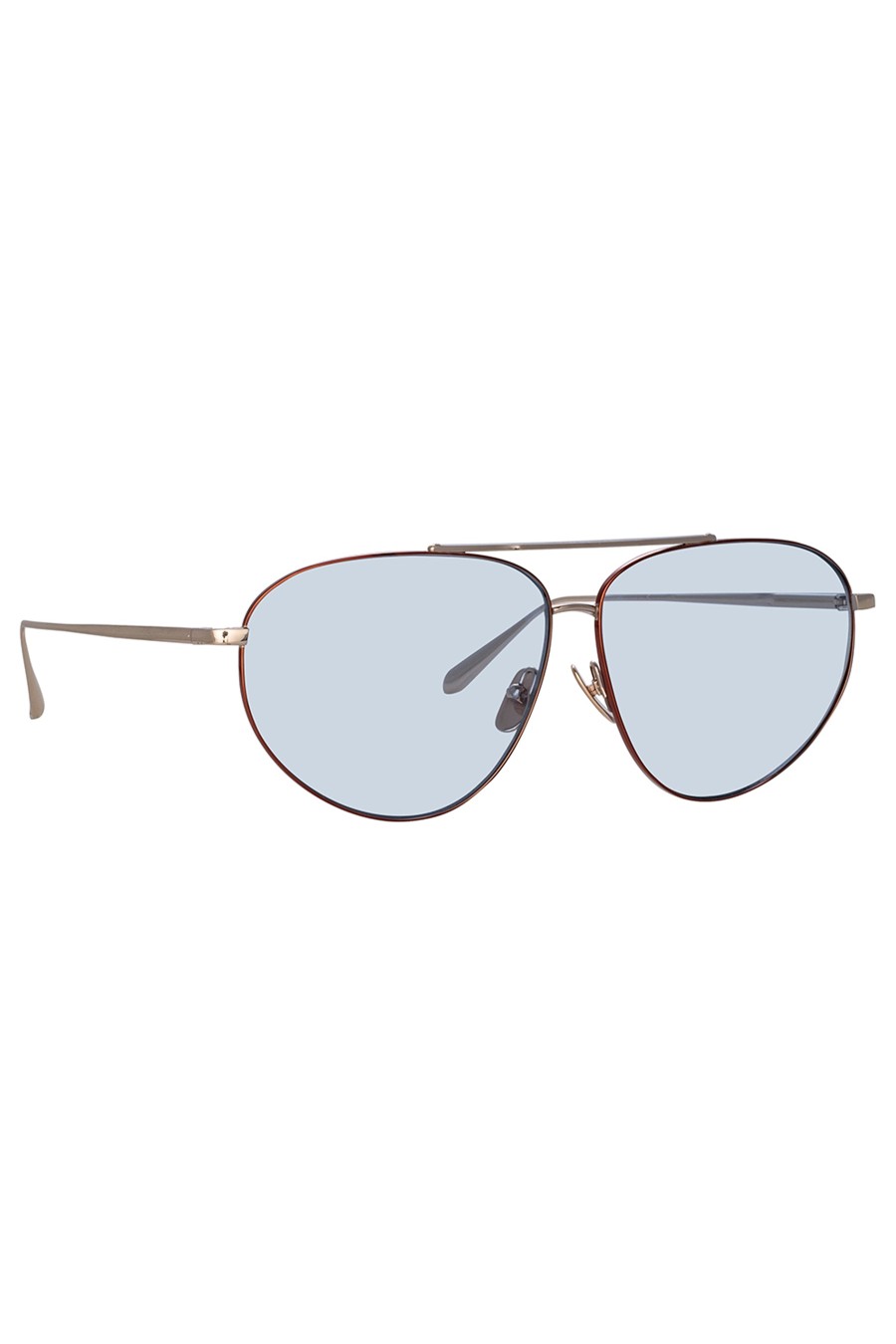 LINDA FARROW Gabriel Oversized Sunglasses In Light Gold And Blue | Eyewear