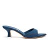 3JUIN Cora Mule In Cotton Blue Jean Denim | Heels