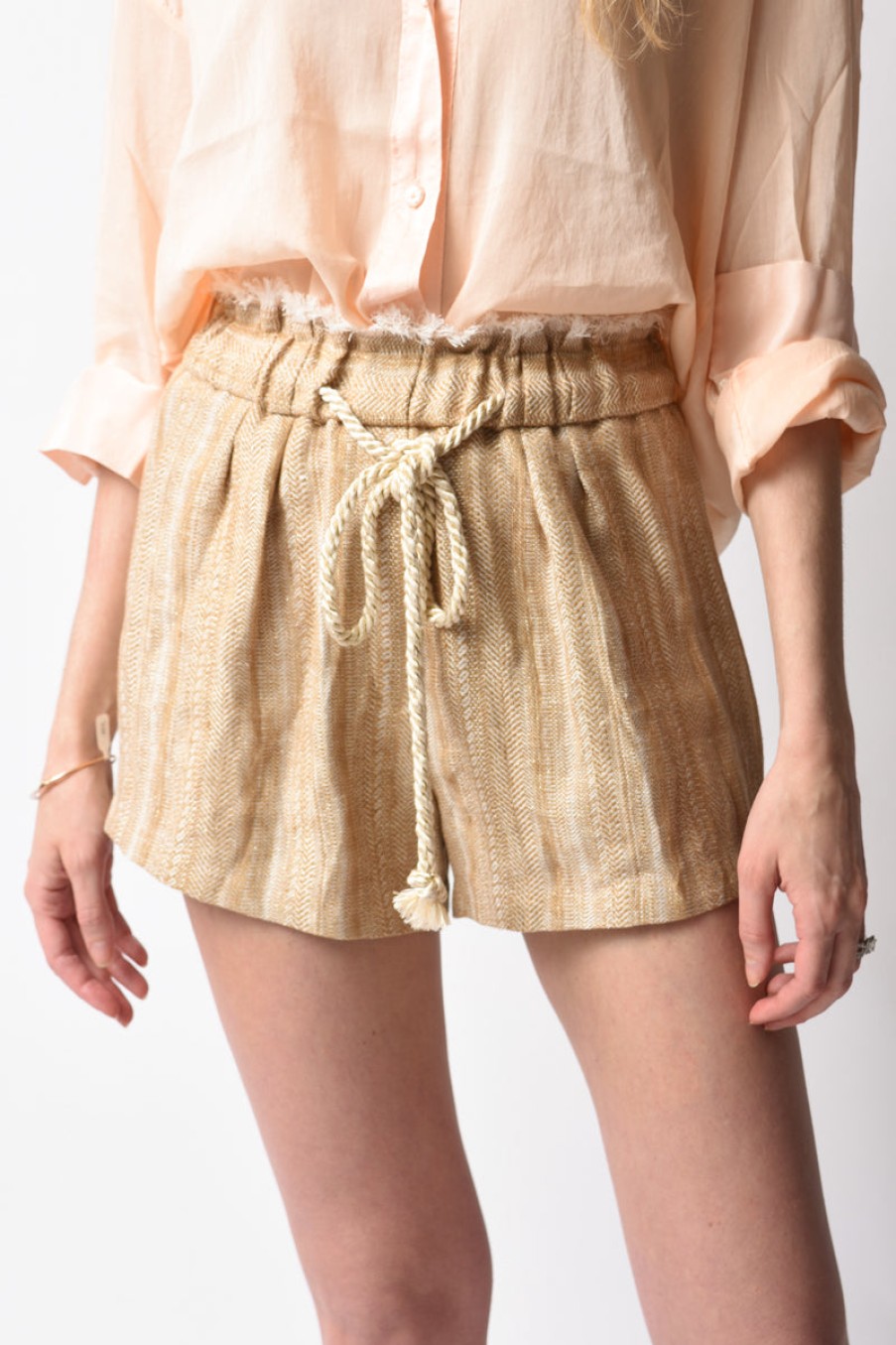 FORTE FORTE Cotton Linen Herringbone Short In Ambra | Forte Forte - T. Boutique | Bottoms