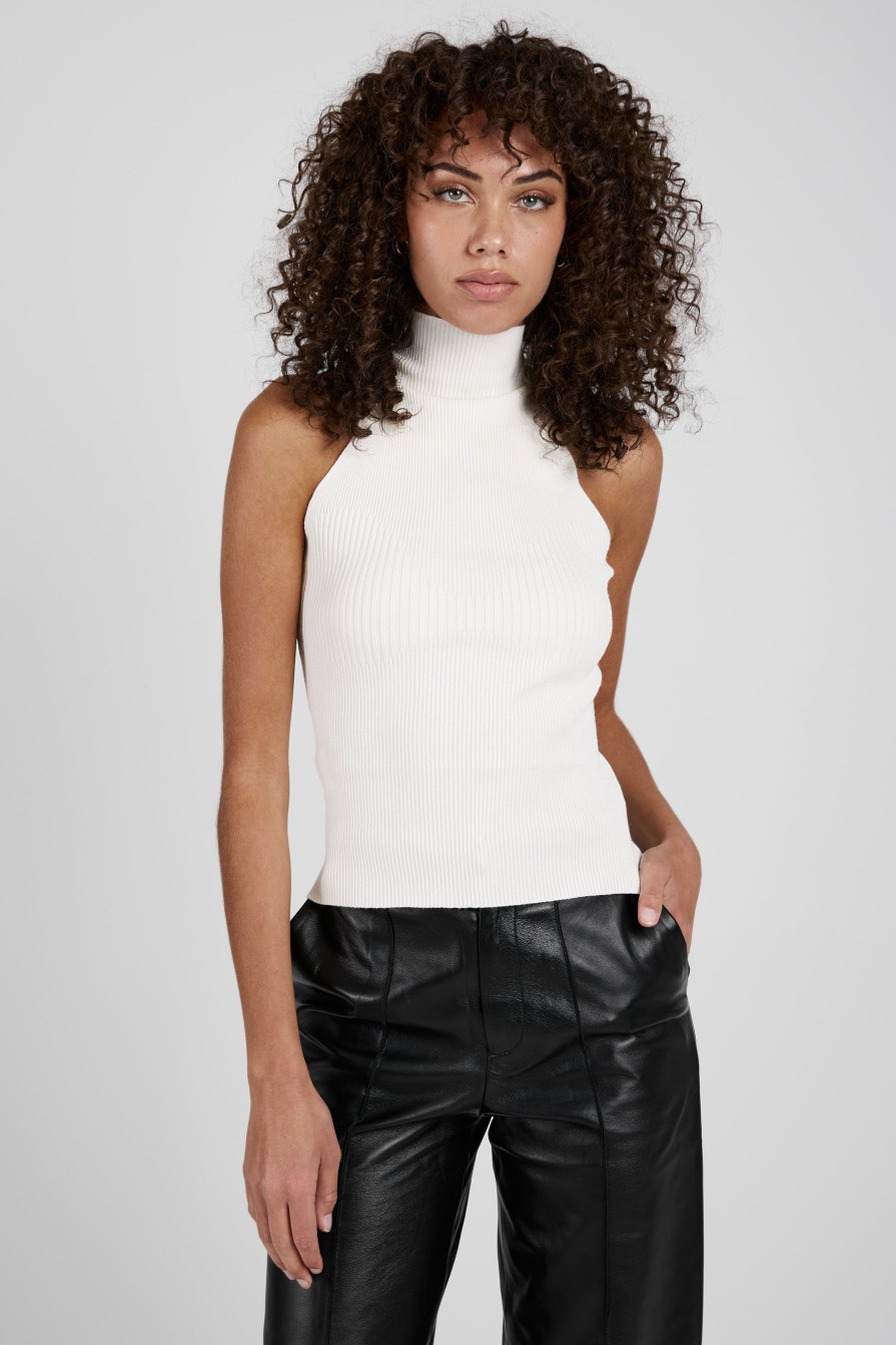 AERON Zero409 Sleeveless Top In Cream | Knitwear