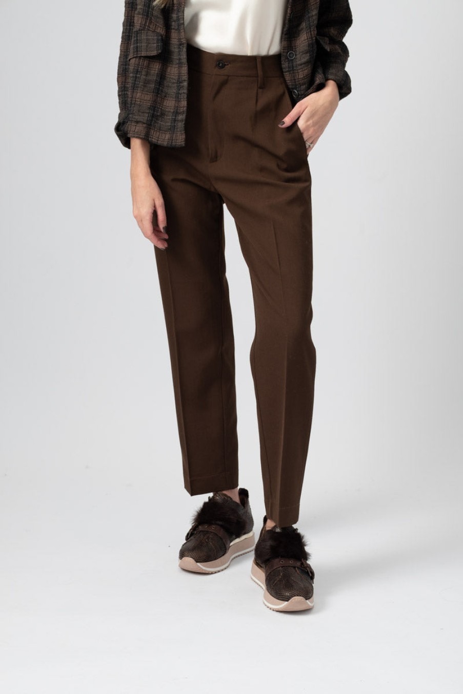 FORTE FORTE Wool Canvas High Waisted Pants In Forest | Forte Forte - T. Boutique | Bottoms