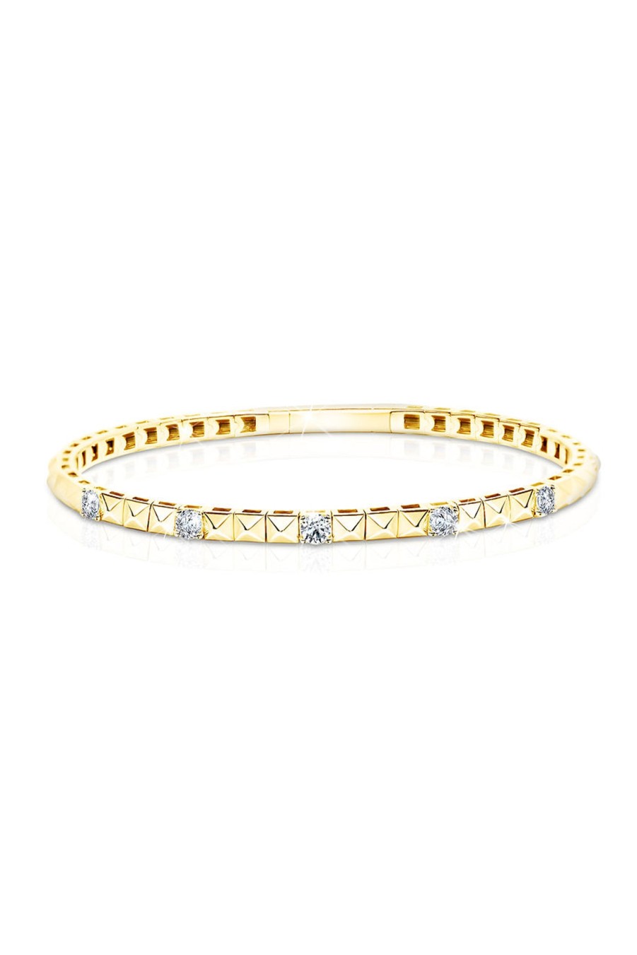 L.A. STEIN Spaced Diamond Triangle Flex Bracelet In 14K Yellow Gold | Jewelry