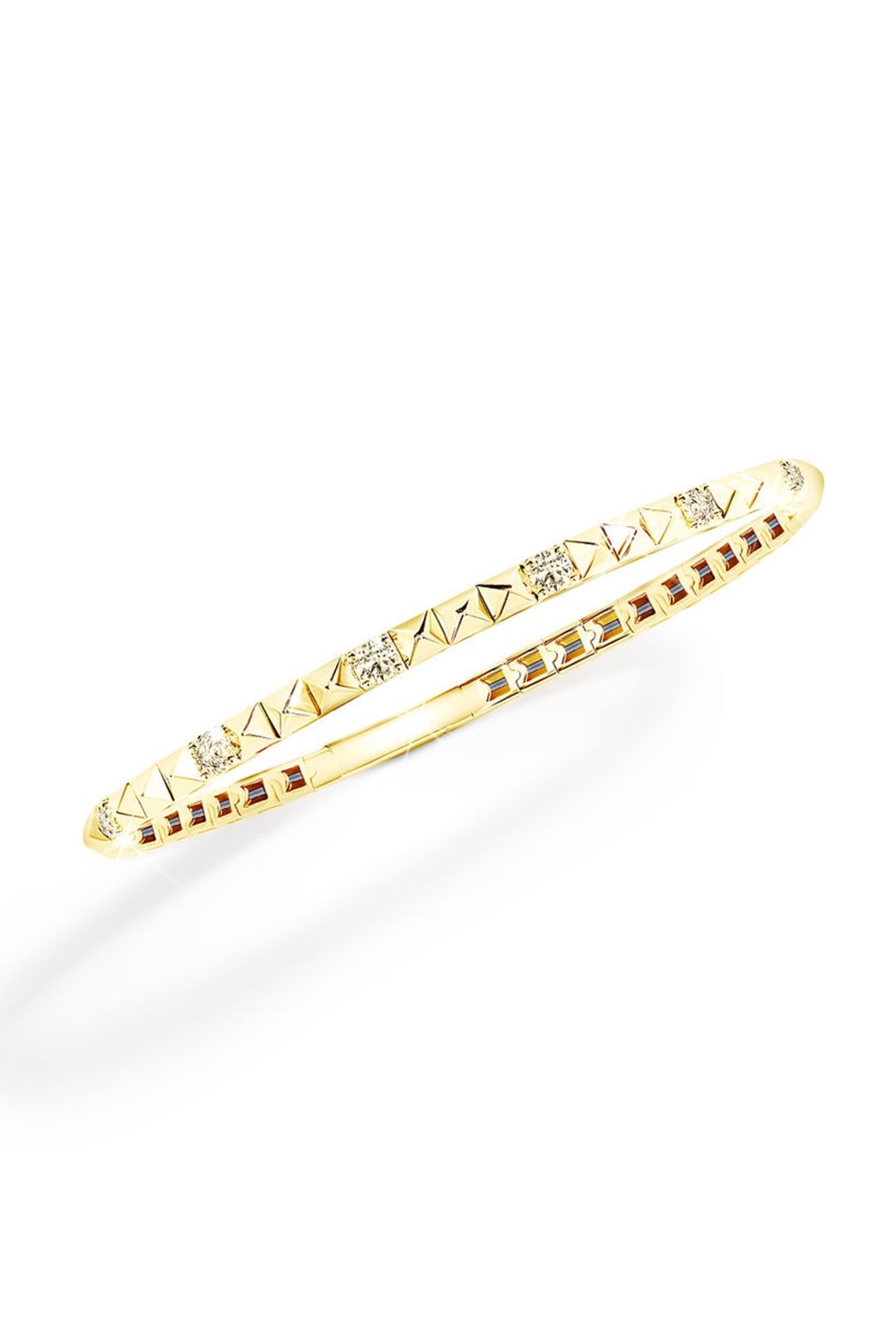 L.A. STEIN Spaced Diamond Triangle Flex Bracelet In 14K Yellow Gold | Jewelry