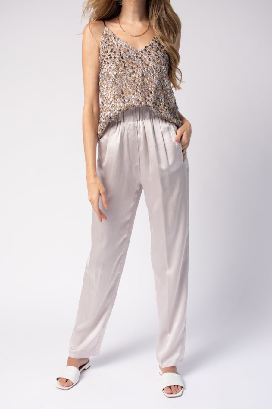 FORTE FORTE Cloquet Satin Silk Pants In Perla | Forte Forte - T. Boutique | Bottoms