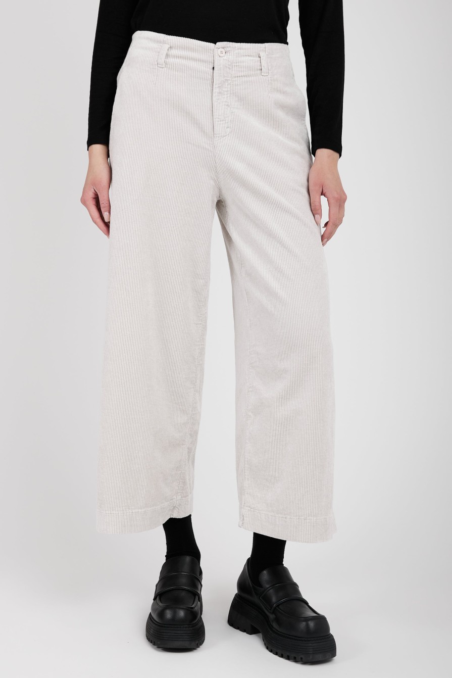 TRANSIT Wide Leg Cropped Trouser Pant In Ice | Bottoms