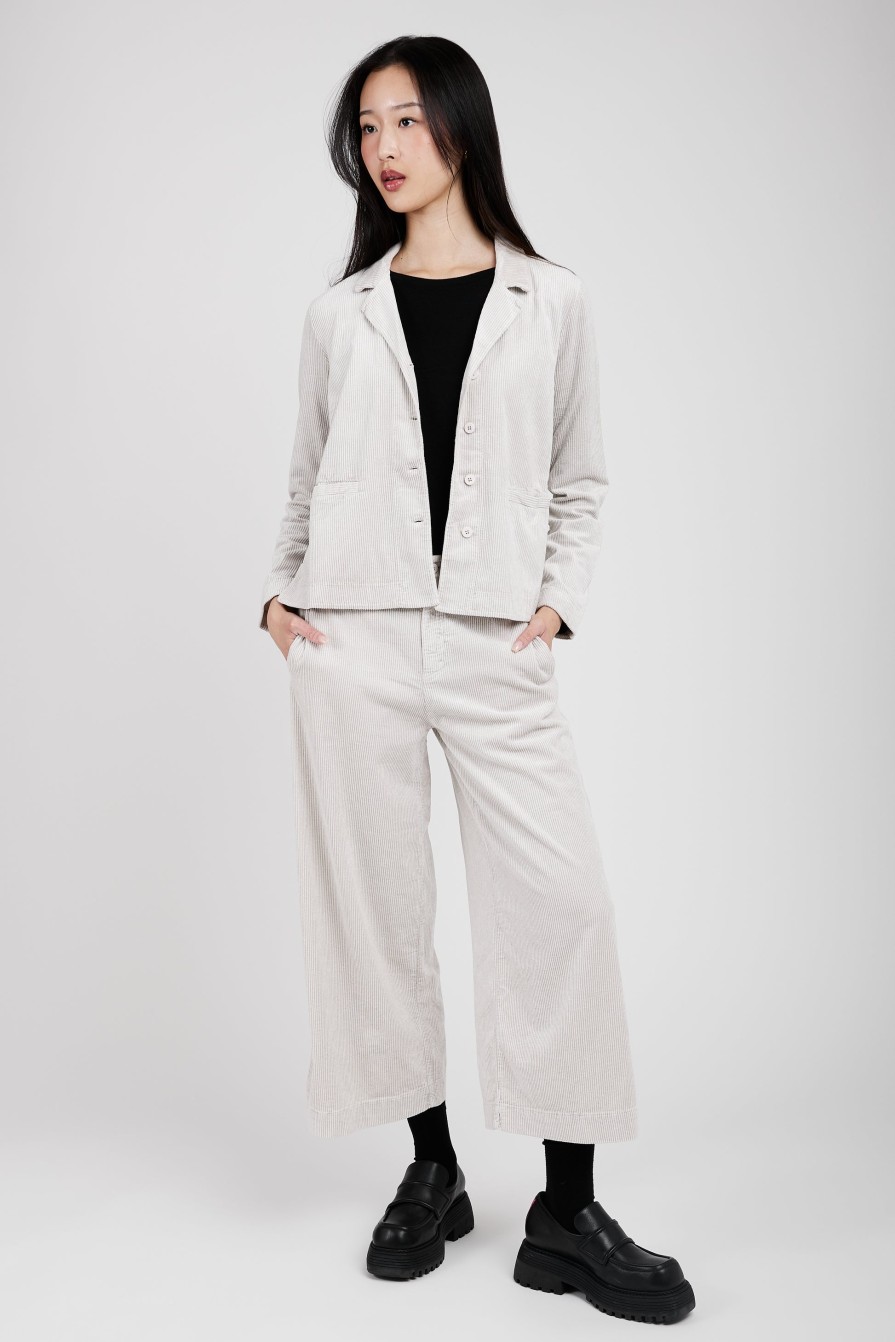 TRANSIT Wide Leg Cropped Trouser Pant In Ice | Bottoms