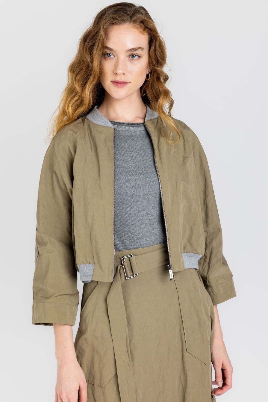 FABIANA FILIPPI Bomber Jacket In Fango | Jackets & Coats