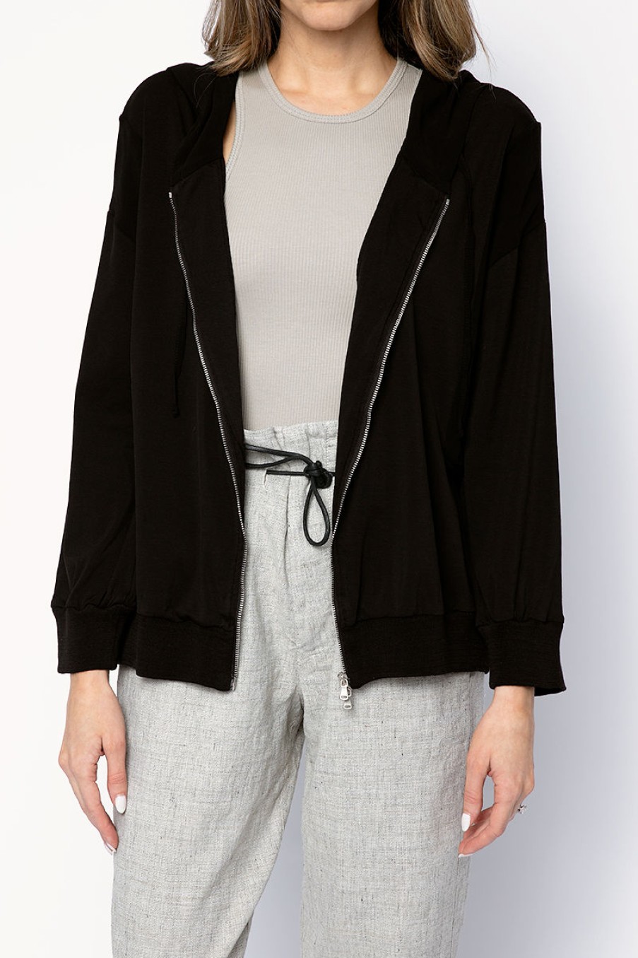 TRANSIT Buy Hoodie Jacket In Black | Transit - T. Boutique | Loungewear