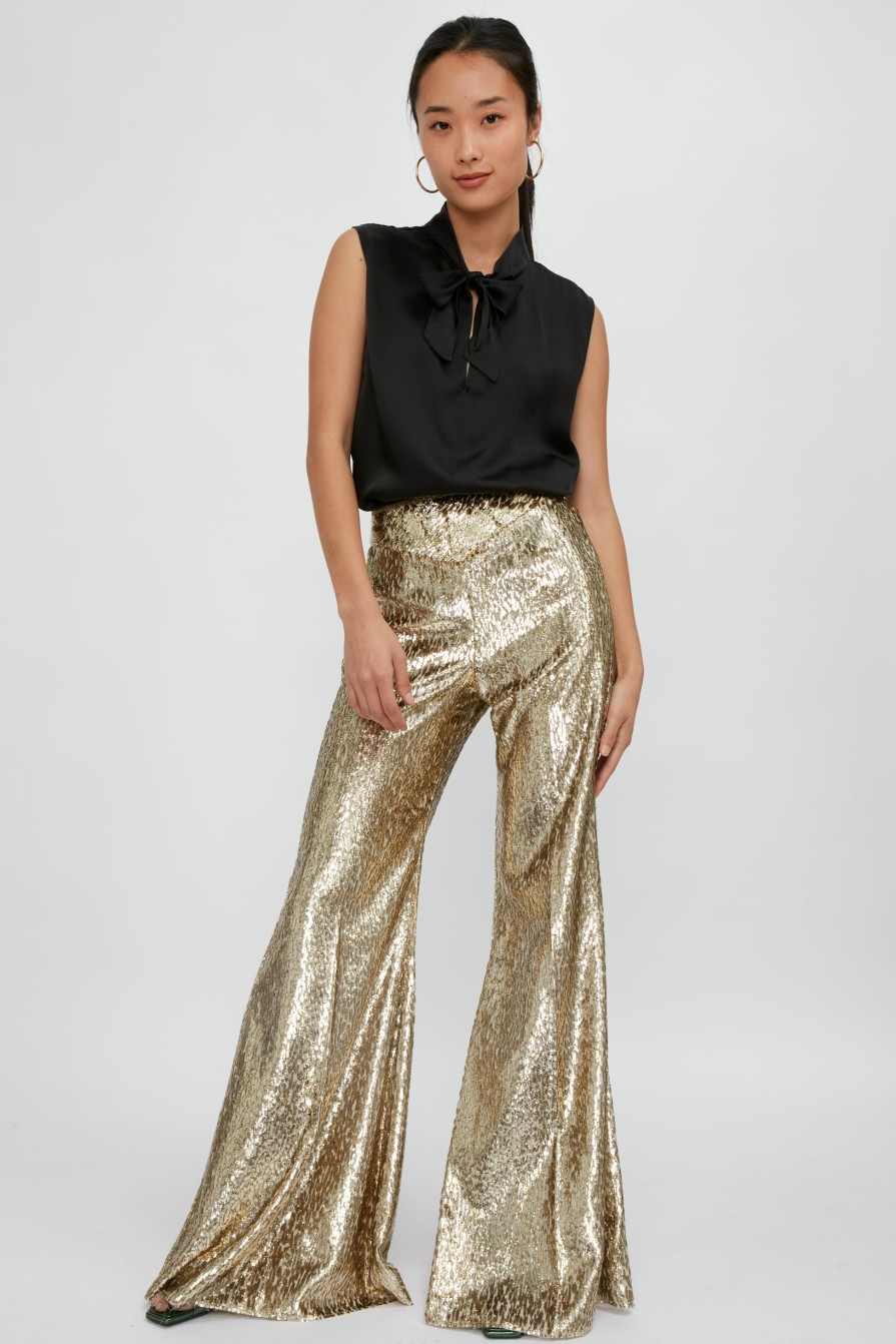 FORTE FORTE Encanto Lurex Velvet Flare Pant In Sol | Bottoms