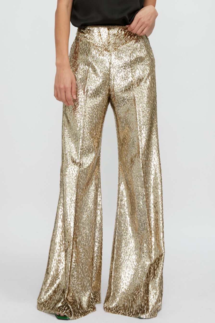 FORTE FORTE Encanto Lurex Velvet Flare Pant In Sol | Bottoms