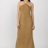 FORTE FORTE Sustainable Viscose And Raffia Maxi Dress In Gold | Dresses & Skirts