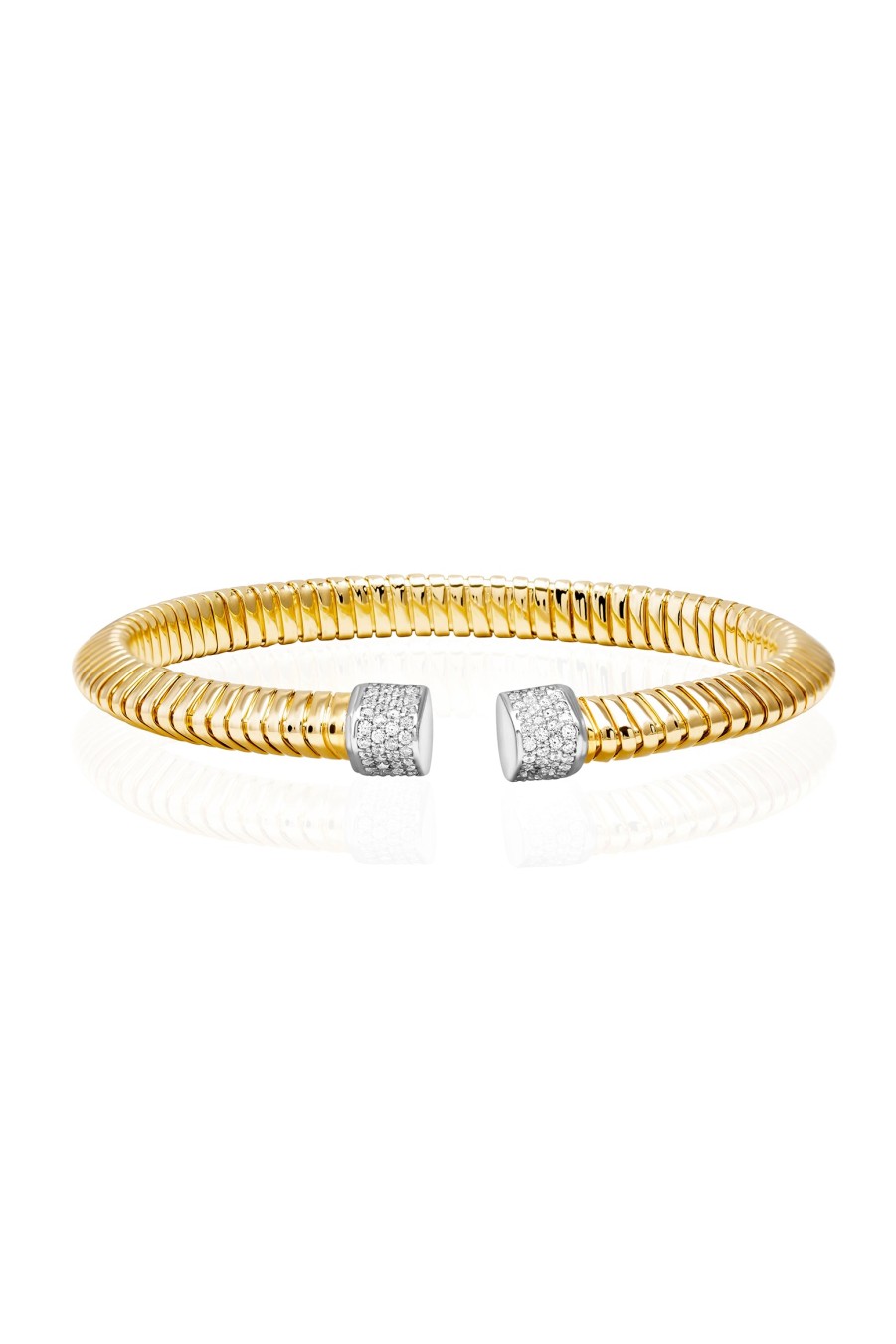 VELINA Double Crystal Pave Tubogas Bracelet In 925 Silver Gold | Jewelry