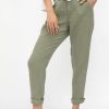 TRANSIT Linen Tapered Trouser Pant In Green | Bottoms