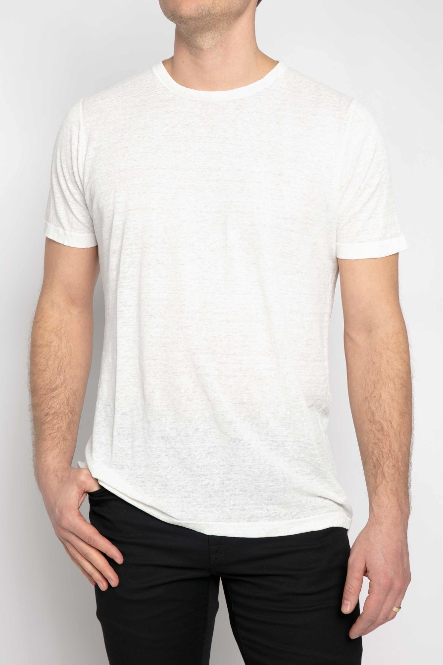 AVANT TOI Linen T-Shirt In Bianco | Tops