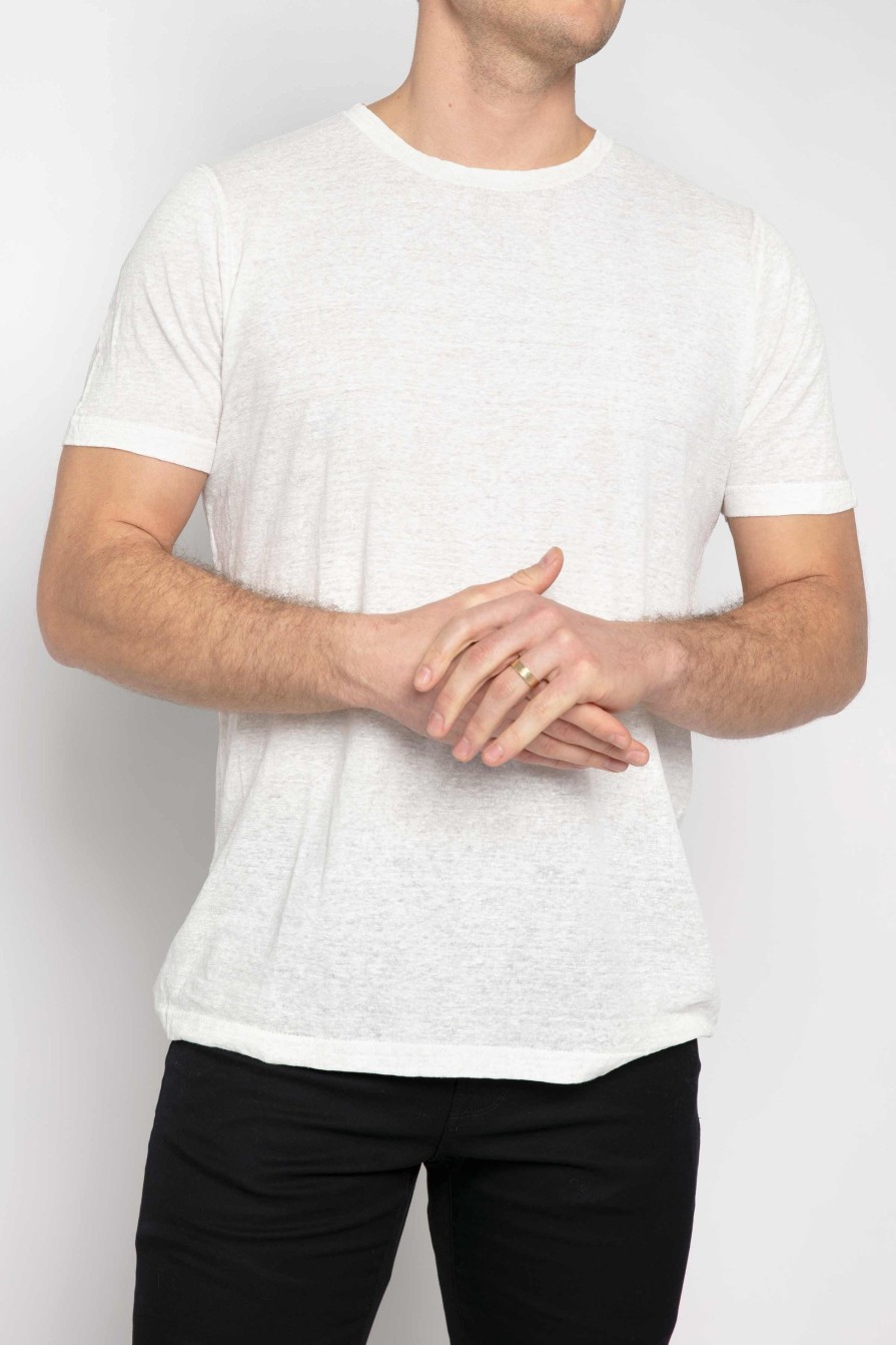 AVANT TOI Linen T-Shirt In Bianco | Tops