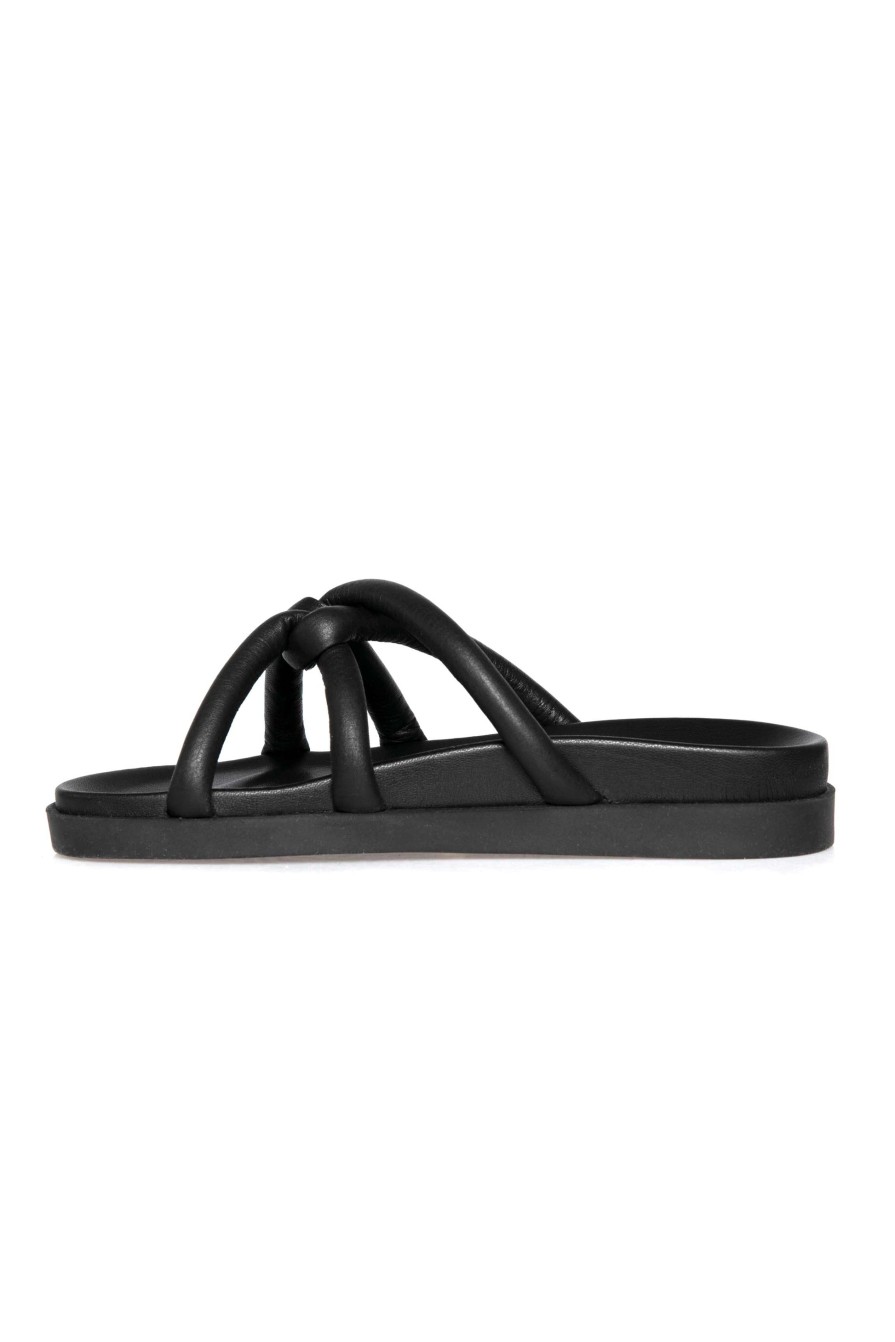 HENRY BEGUELIN Leather Nodo Slide Sandal In Cervo Nero | Flats