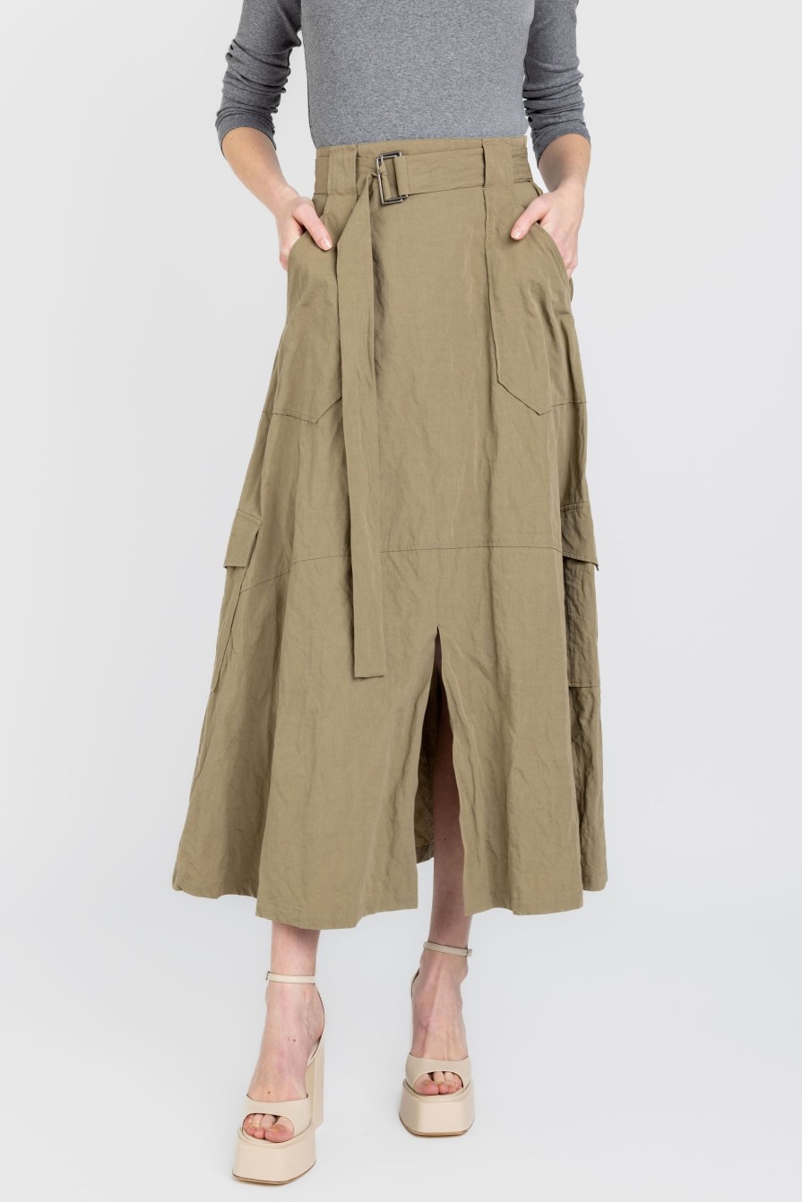 FABIANA FILIPPI Cotton Cargo Skirt In Fango | Bottoms