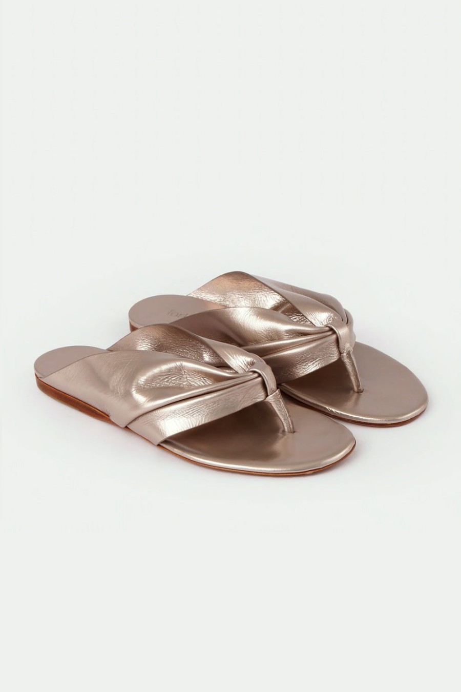 FORTE FORTE Buy Leather Thong Slides In Platino | Forte Forte - T. Boutique | Flats