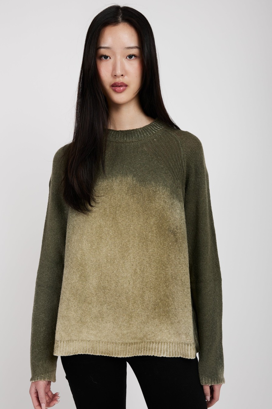 TRANSIT Crewneck Sweater In Forest | Knitwear