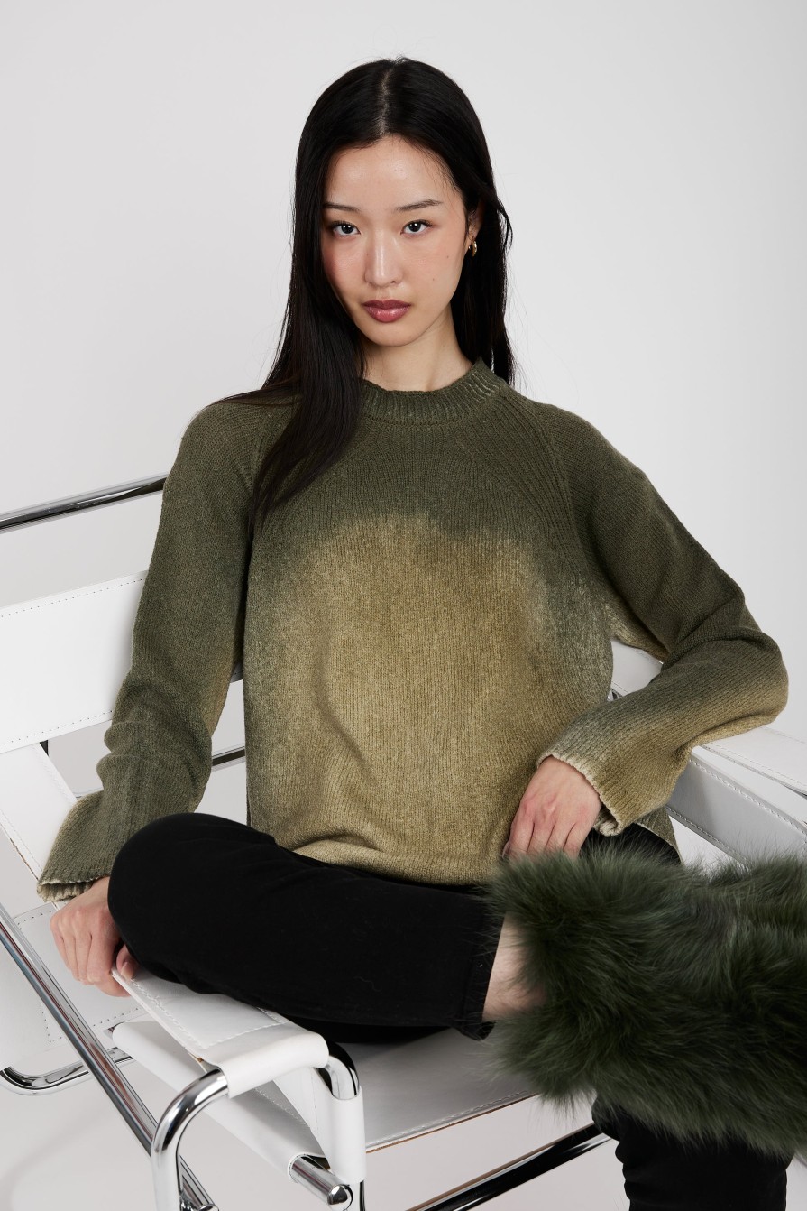 TRANSIT Crewneck Sweater In Forest | Knitwear