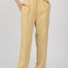 FORTE FORTE Linen Canvas High Waist Pant In Gold | Bottoms