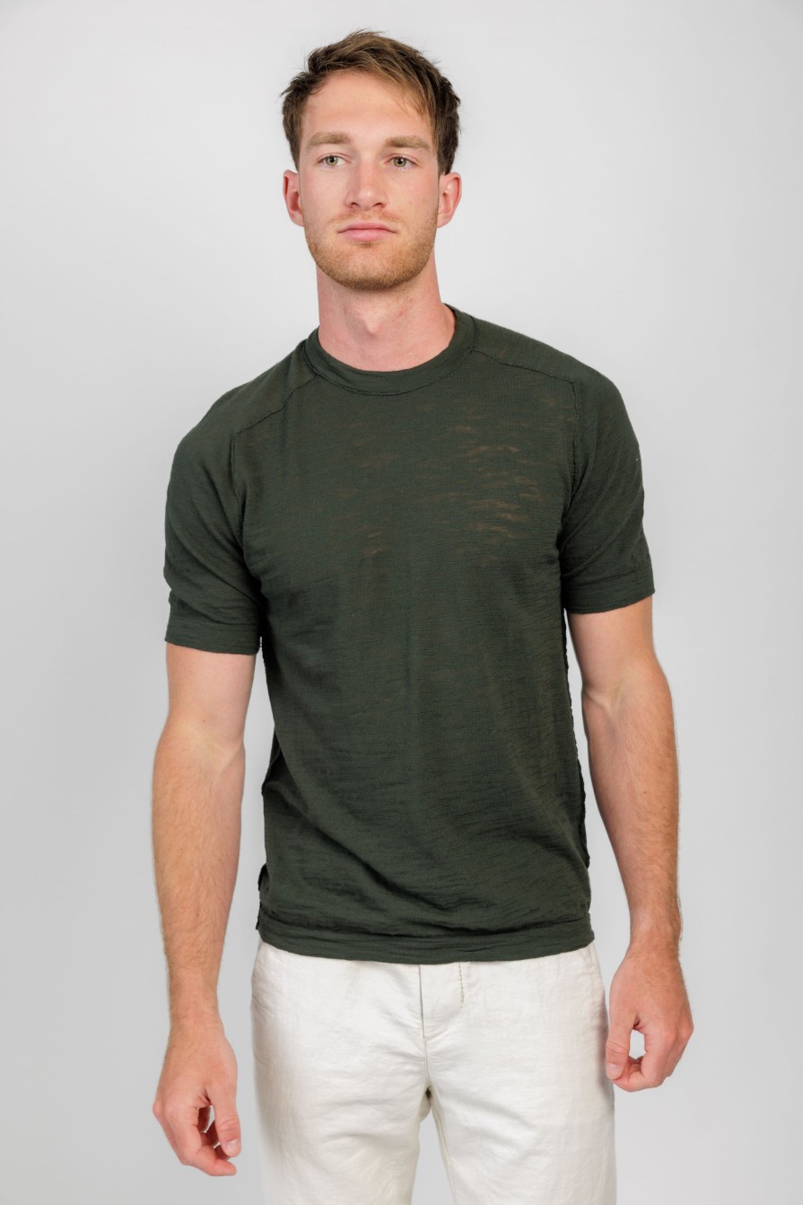 TRANSIT Crewneck T-Shirt In Forest Black | Tops