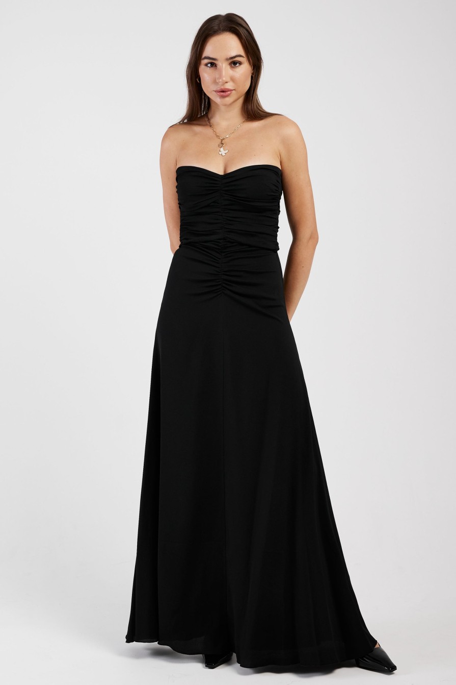 FORTE FORTE Marocain Crepe Bustier Dress In Noir | Dresses & Skirts