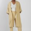 FORTE FORTE Linen Canvas Duster Coat In Gold | Jackets & Coats