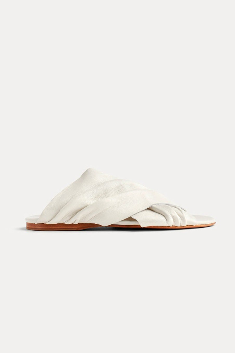 FORTE FORTE Leather Sandal Slide In Bianco | Flats