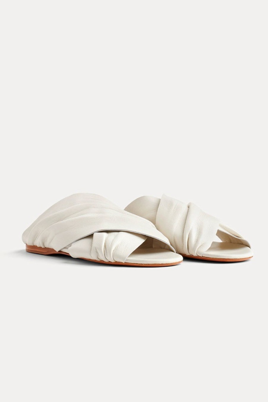 FORTE FORTE Leather Sandal Slide In Bianco | Flats