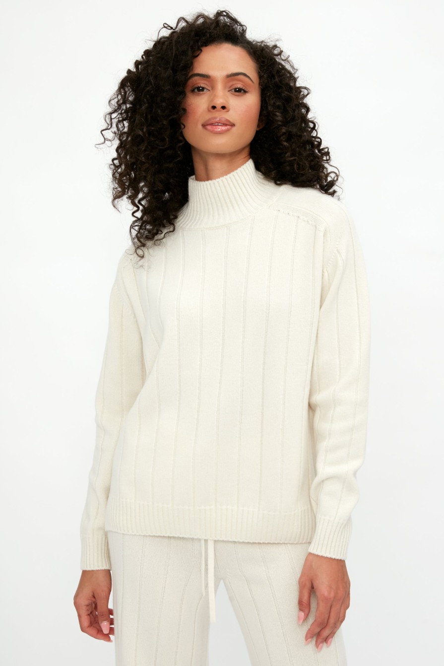 GENTRYPORTOFINO Cashmere Knit Sweater In Burro | Knitwear