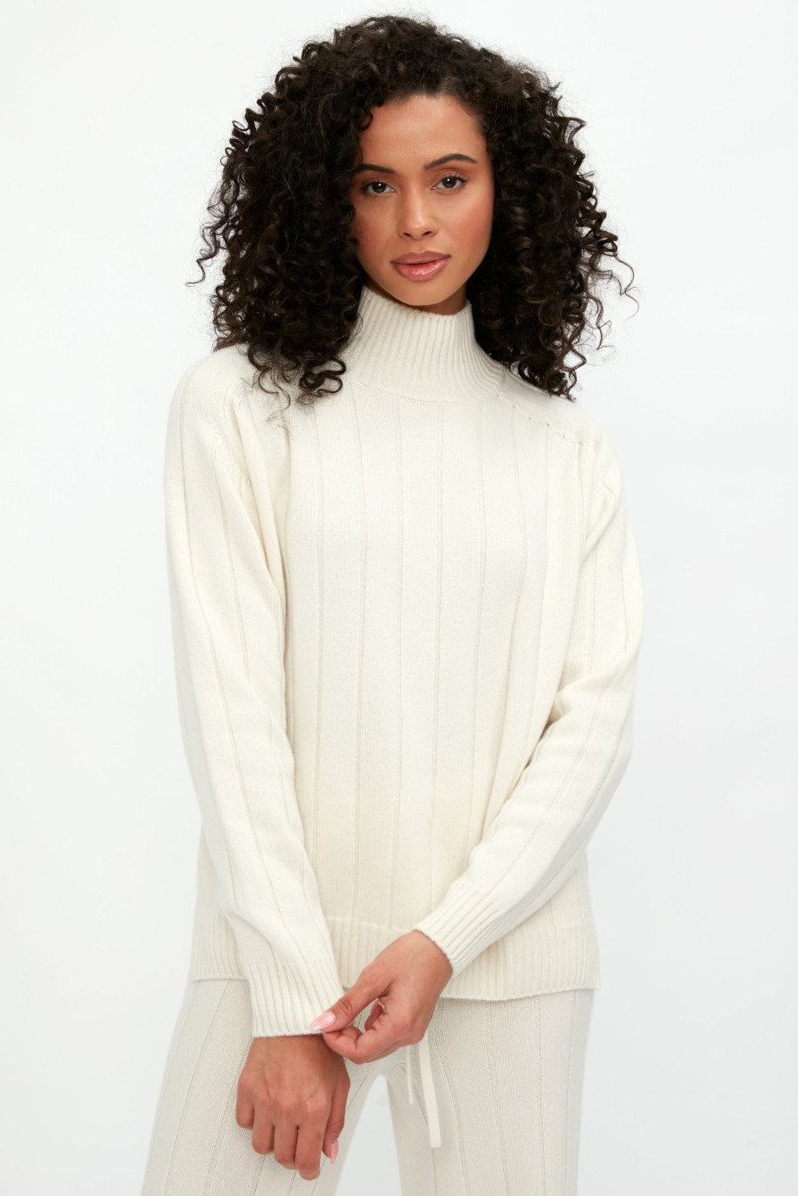 GENTRYPORTOFINO Cashmere Knit Sweater In Burro | Knitwear