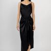 L'AGENCE Rose Silk Wrap Dress In Black | Dresses & Skirts