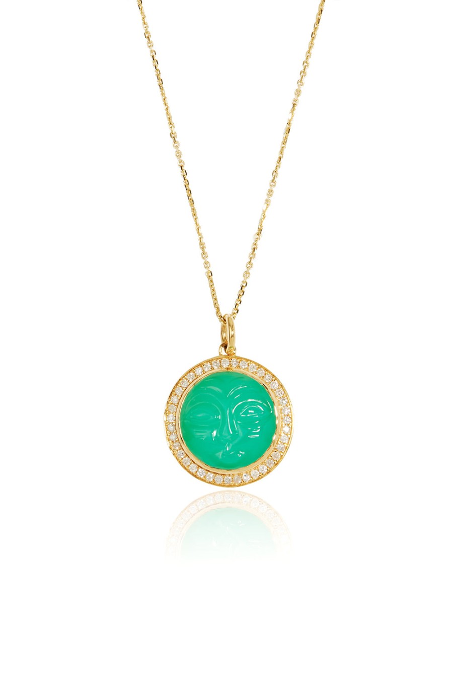 L.A. STEIN Diamond Man In The Moon Chrysophase Pendant Necklace | Jewelry