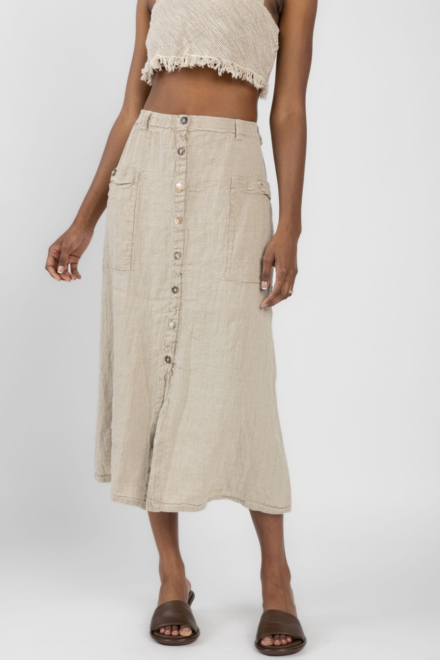 LA BOTTEGA DI BRUNELLA Umbria Assisi Pesante Linen Skirt In Naturale | Bottoms