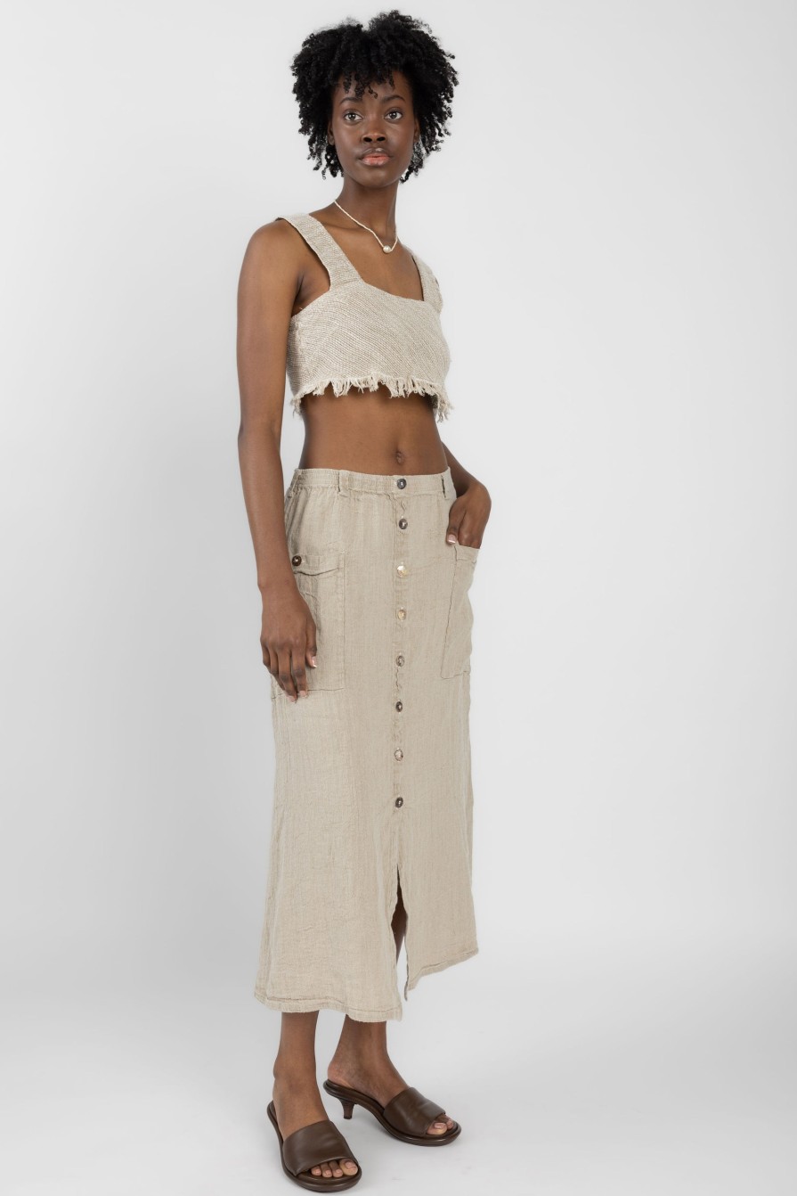 LA BOTTEGA DI BRUNELLA Umbria Assisi Pesante Linen Skirt In Naturale | Bottoms