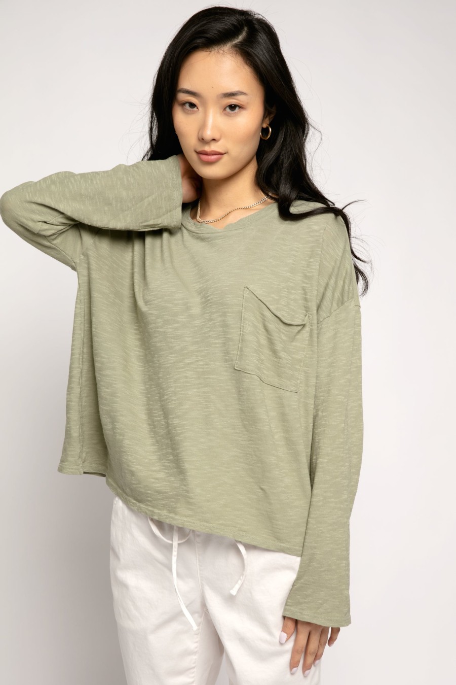 NSF Gene Long Sleeve Tee In Sage | Loungewear