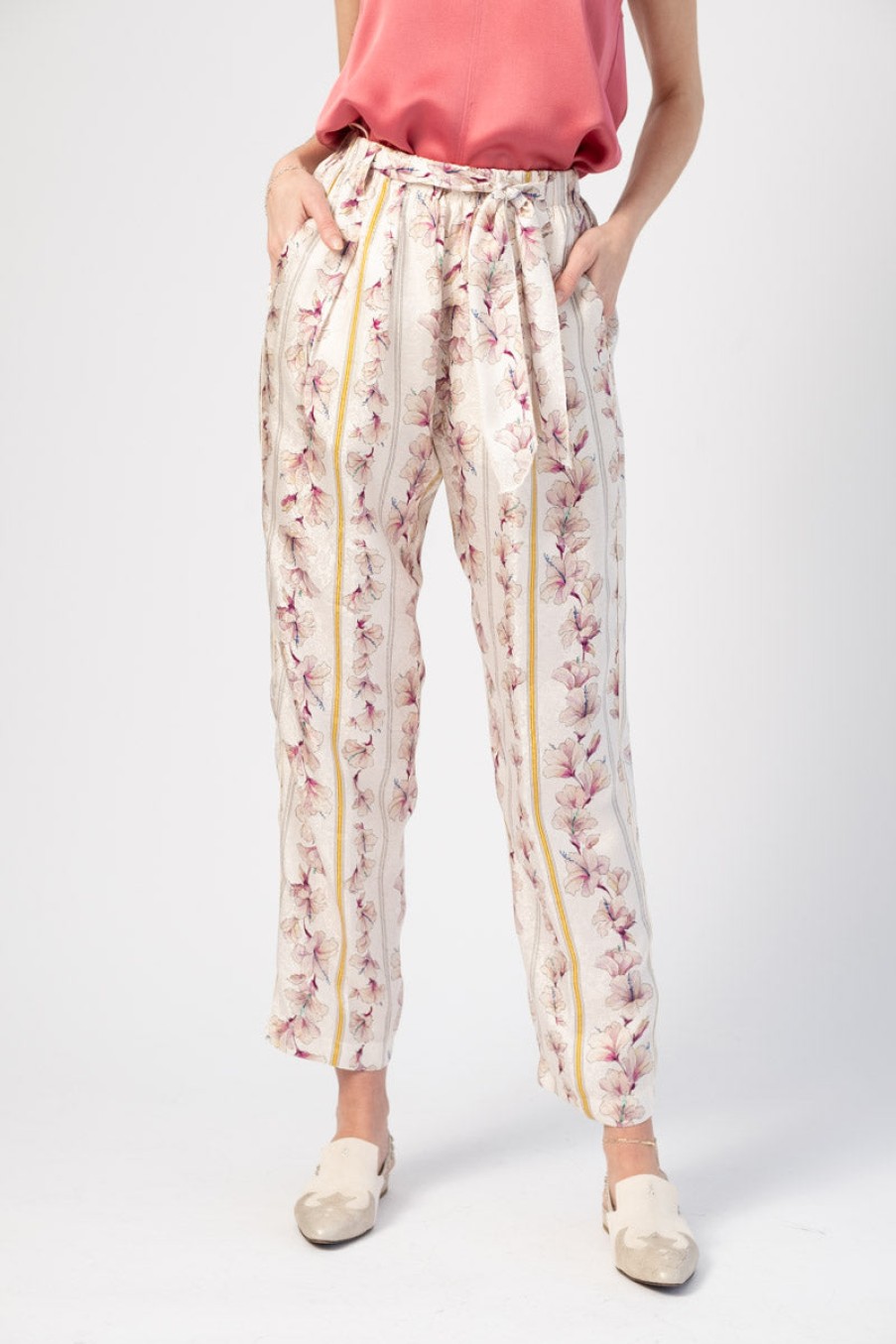 FORTE FORTE Guadaloupe Print Jacquard Pants In Cipria | Forte Forte - T. Boutique | Bottoms