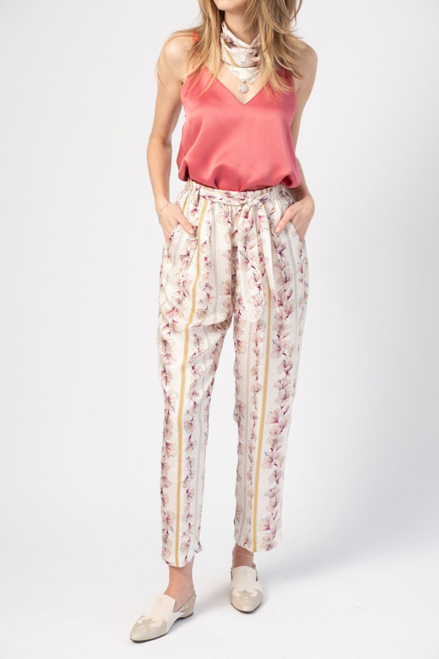 FORTE FORTE Guadaloupe Print Jacquard Pants In Cipria | Forte Forte - T. Boutique | Bottoms