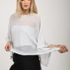 PESERICO Cotton Knit Kimono Top In White With Silver Lurex | Knitwear