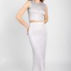 AVANT TOI Linen Cotton Ribbed Skirt With Lamination In Bianco | Bottoms