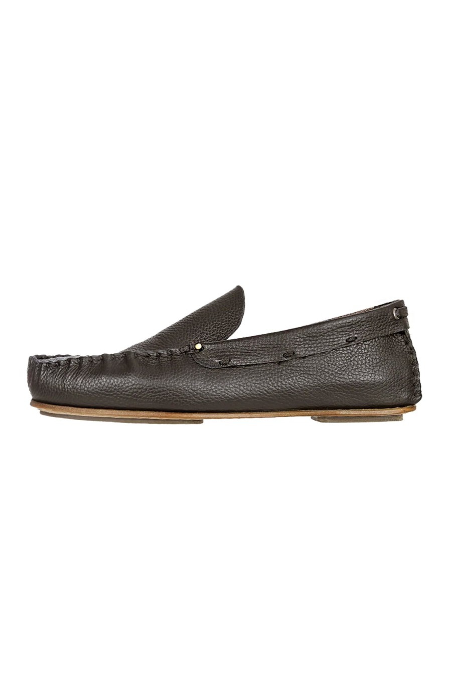 HENRY BEGUELIN Printed Muflone Leather Moccasin In Moro | Shoes