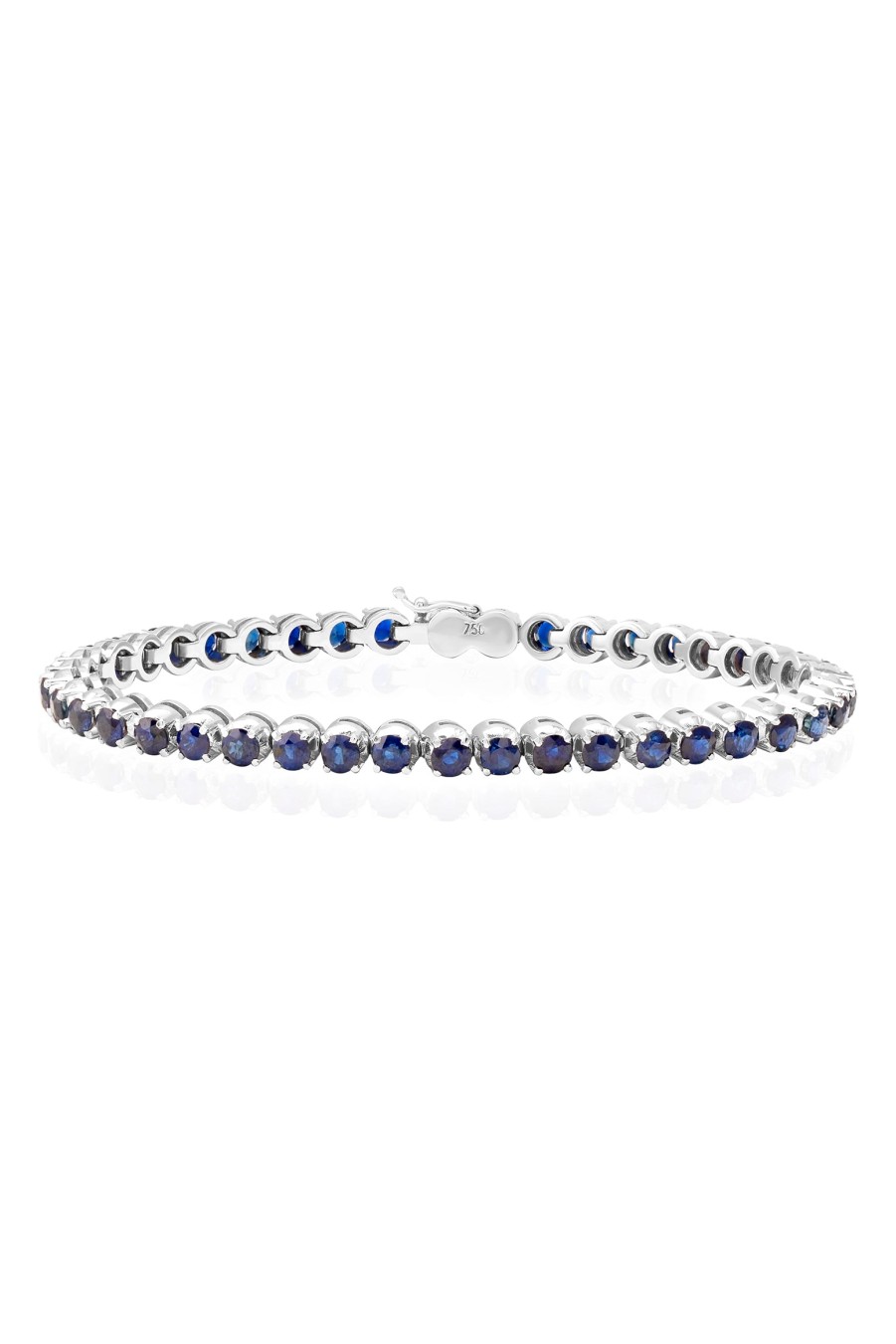 VELINA Blue Sapphire Tennis Bracelet In 18K White Gold | Jewelry