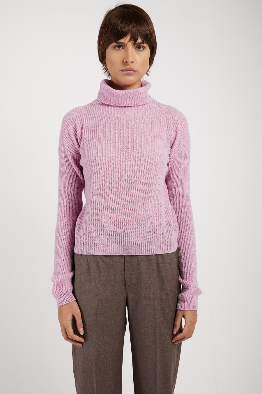 PRIVATE 0204 Light Cashmere Turtleneck Sweater In Rose | The Gift Shop