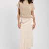 GENTRYPORTOFINO Woven Midi Skirt In Champagne | Bottoms