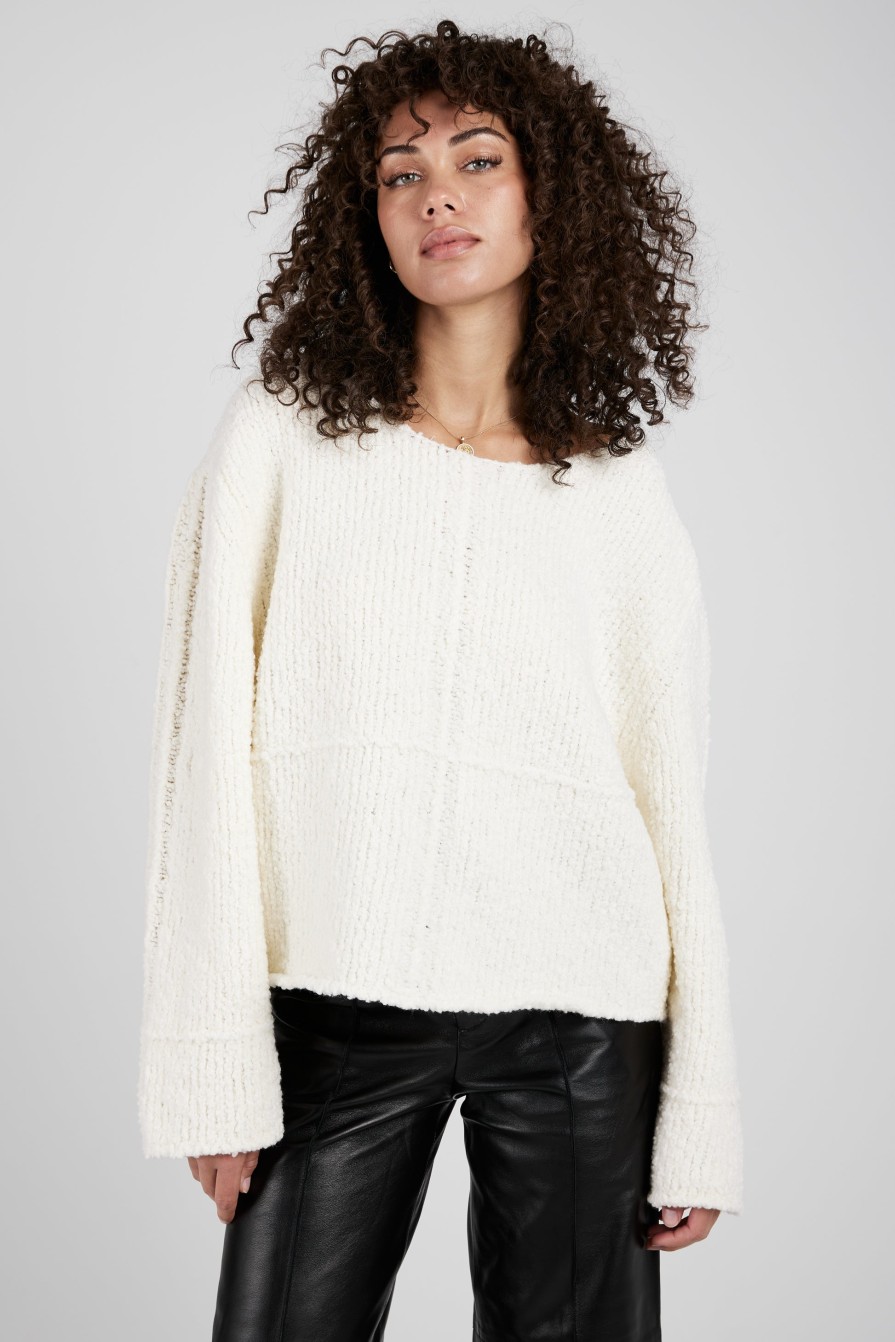 AERON Selin Oversized Boucle Sweater In Ivory | Knitwear