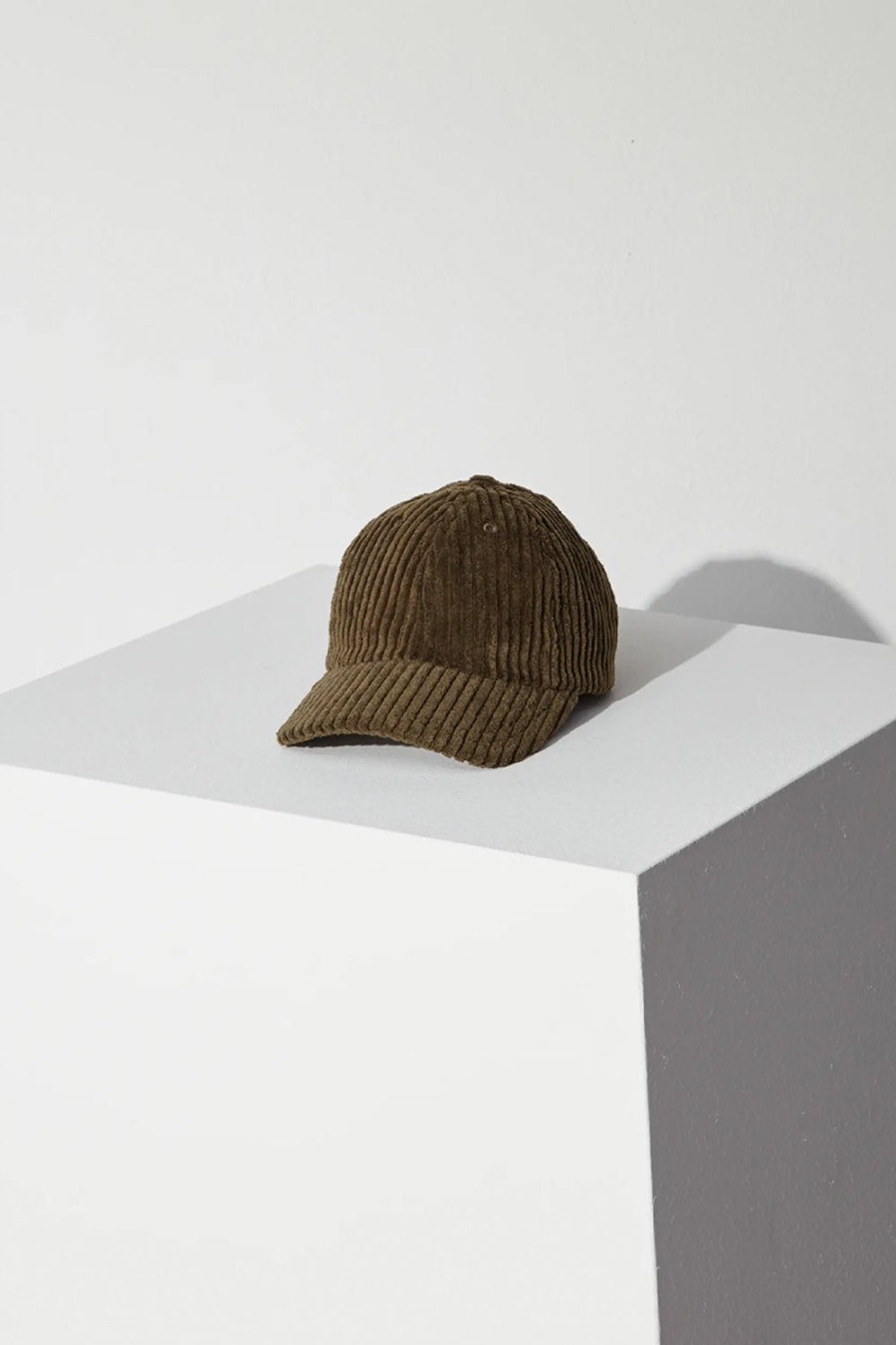 JANESSA LEONÉ Caton Corduroy Cap In Khaki | Hats