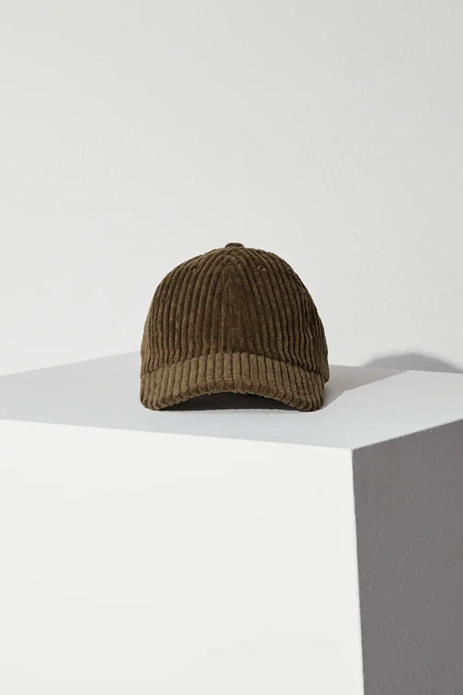 JANESSA LEONÉ Caton Corduroy Cap In Khaki | Hats