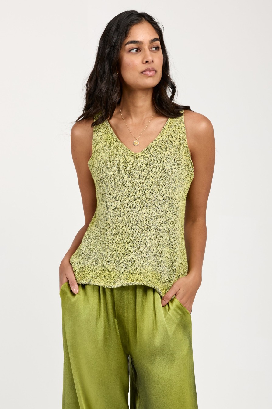 AVANT TOI Mouline Cotton Tank Top In Lime | Tops